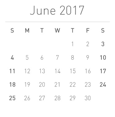 Calendar for June 2017
