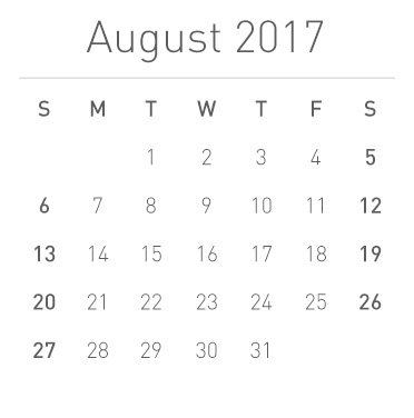 Calendar for August 2017