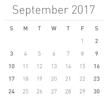 Calendar for September 2017